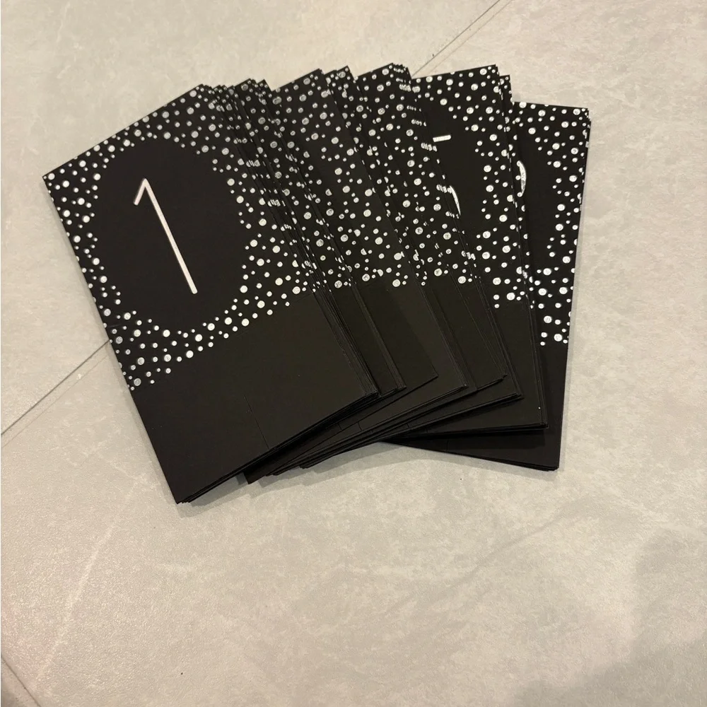 Wedding Party Polka Dot Silver Metallic Table Number Tents Numbers 1 to 40